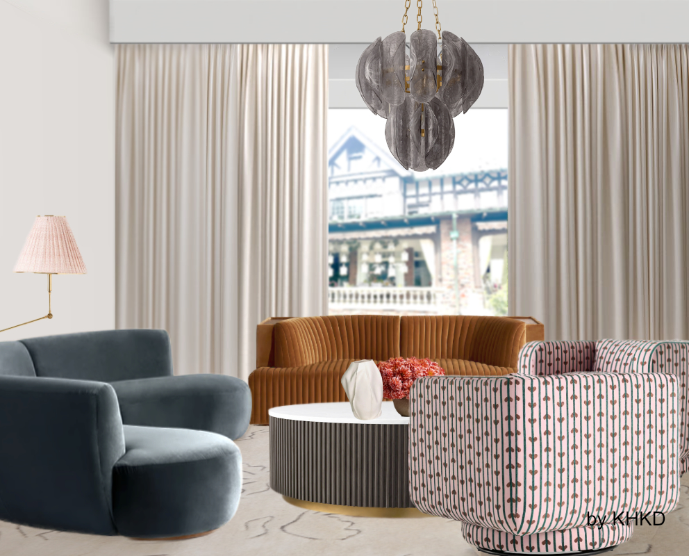 A Modern Chic Living Room Design with Fluid Forms and Curved Silhouettes